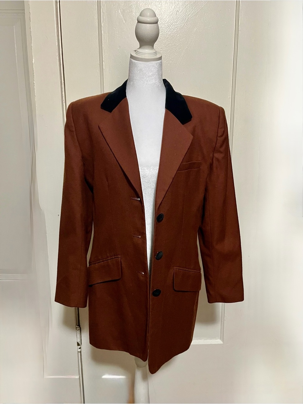 Brown Blazer with Black Velvet Collar, Vintage